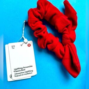 NWT LULULEMON Red Fleece Scrunchie with Bow